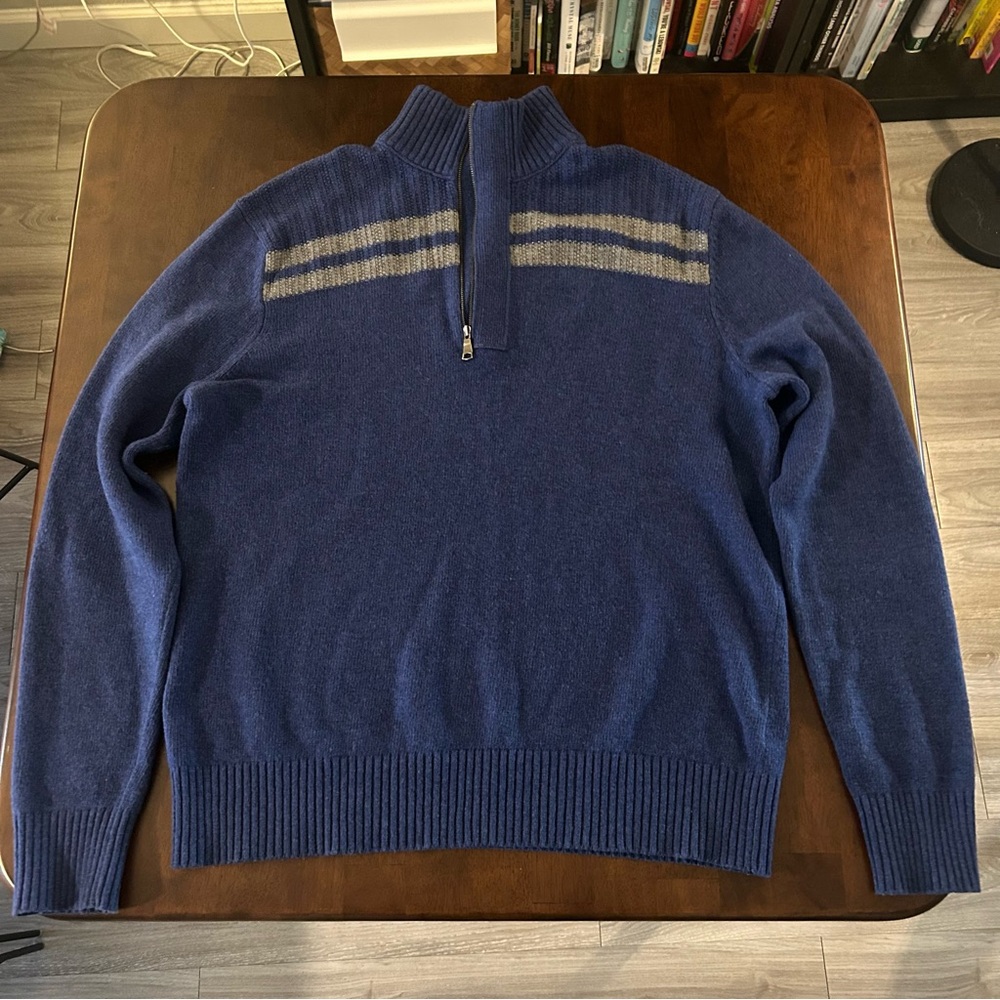 Banana Republic Italian Yarn Mens Merino Wool Blend Quarter Zip Sweater Size M